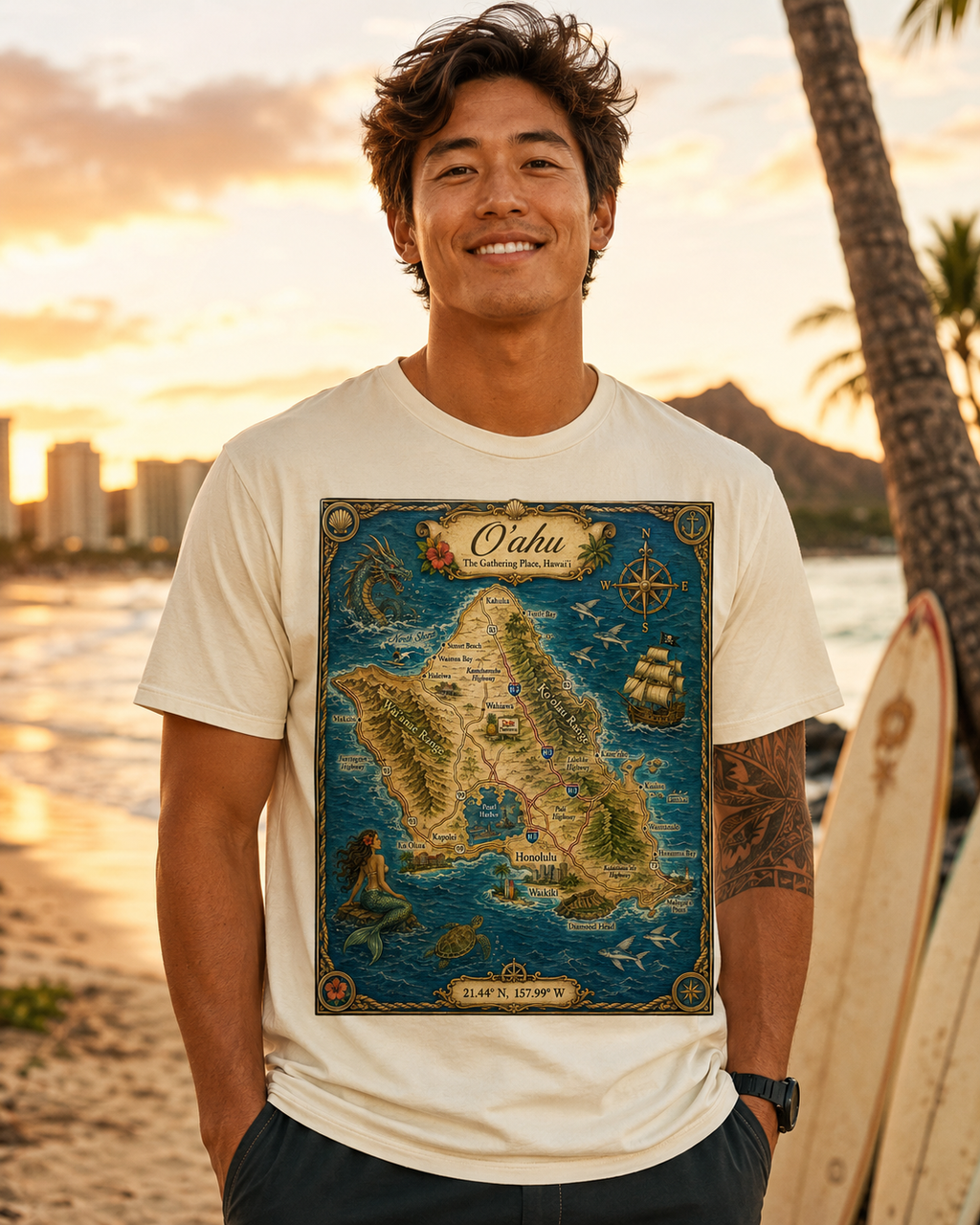 Treasure Map Tee - Oahu Vintage Nautical Map Shirt