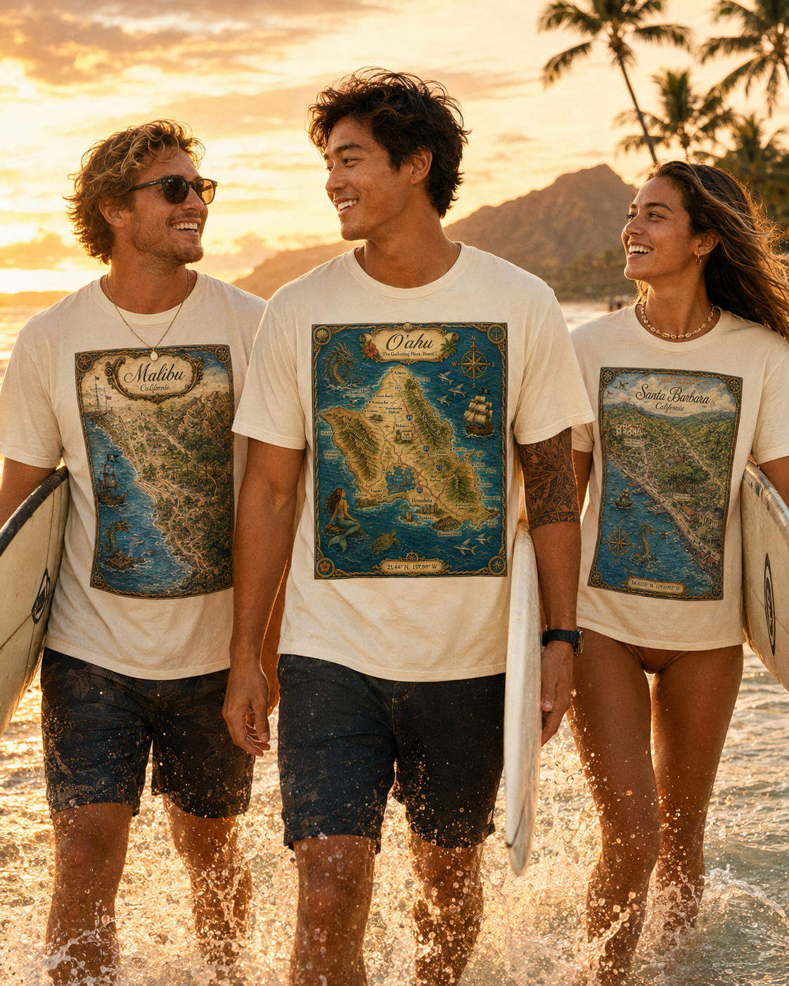 Treasure Map Tee - Oahu Vintage Nautical Map Shirt