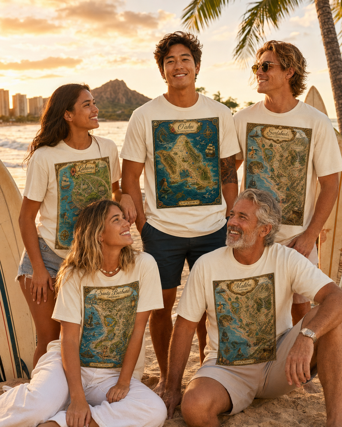 Treasure Map Tee - Oahu Vintage Nautical Map Shirt