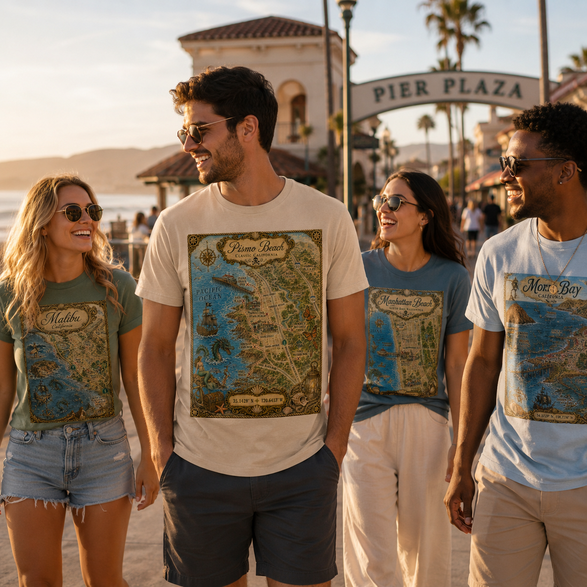 Treasure Map Tee - Pismo Beach Vintage Nautical Map Shirt