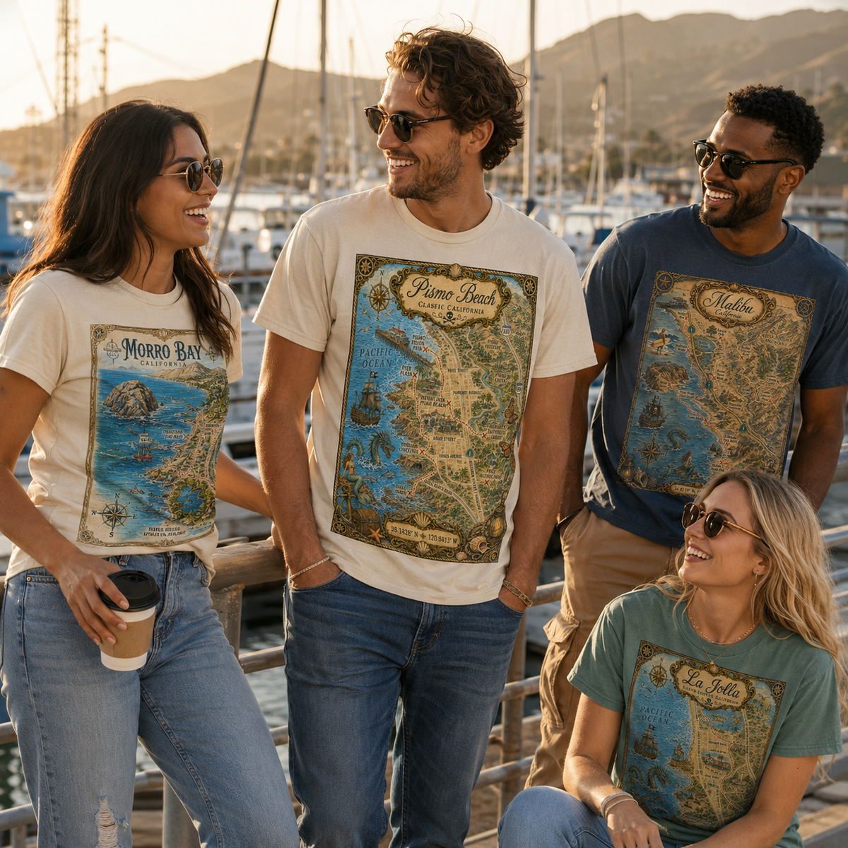 Treasure Map Tee - Pismo Beach Vintage Nautical Map Shirt