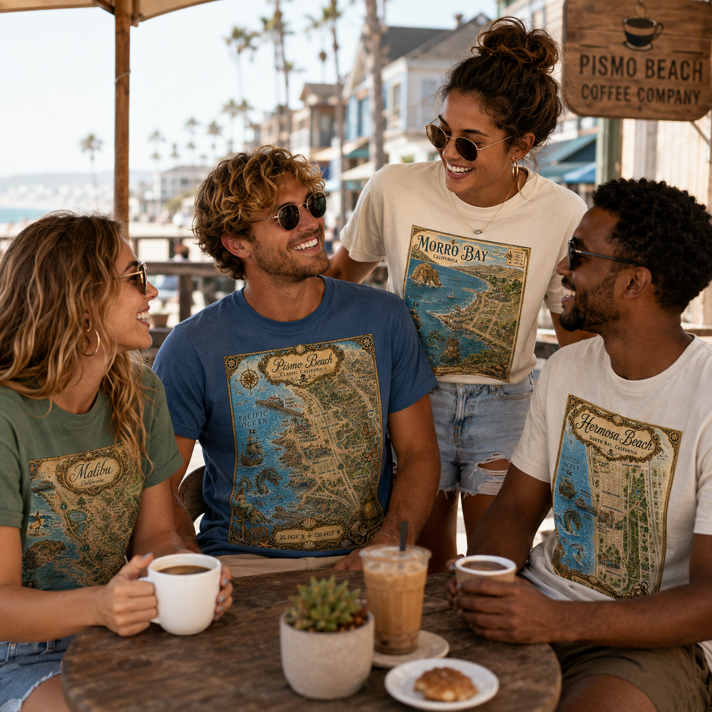 Treasure Map Tee - Pismo Beach Vintage Nautical Map Shirt