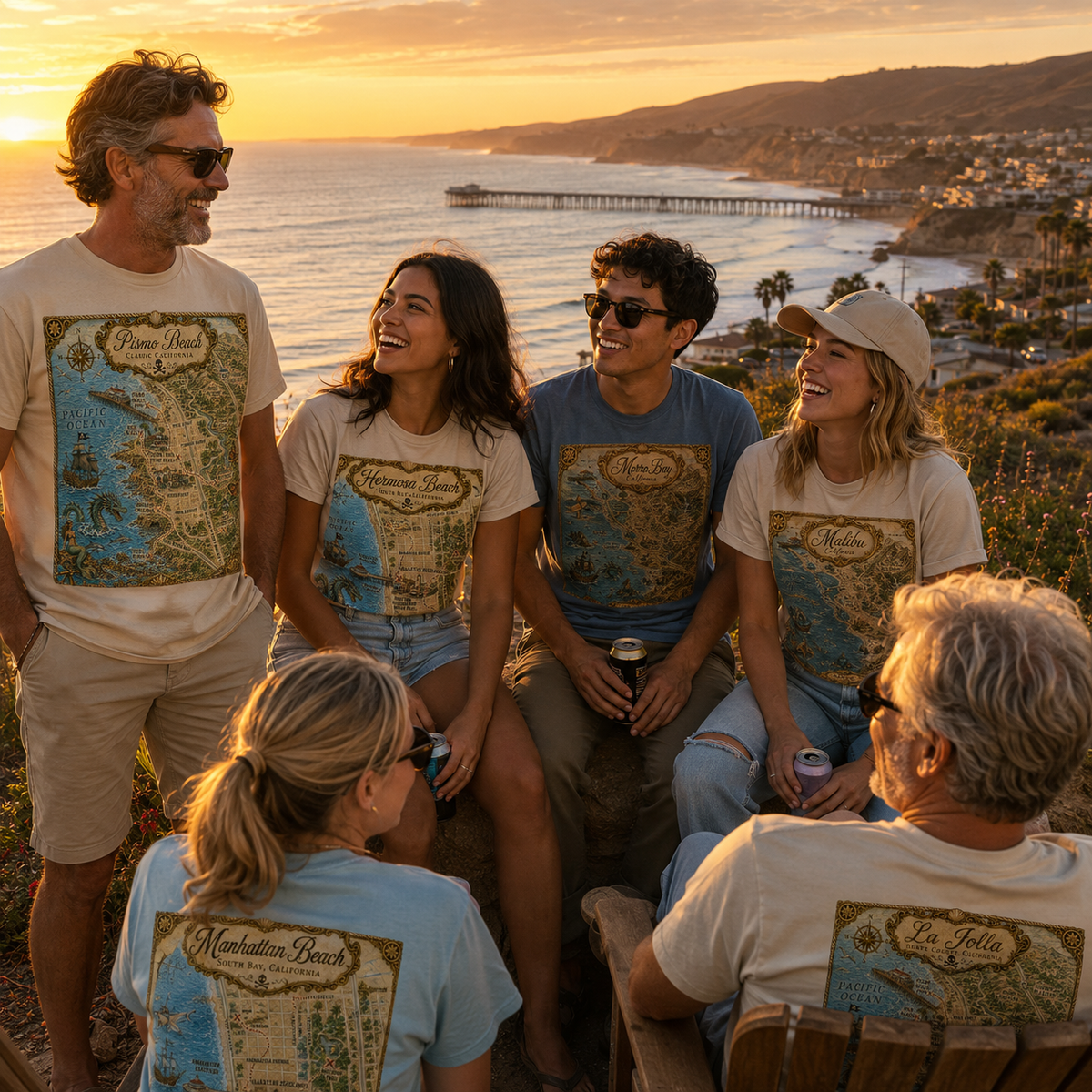 Treasure Map Tee - Pismo Beach Vintage Nautical Map Shirt