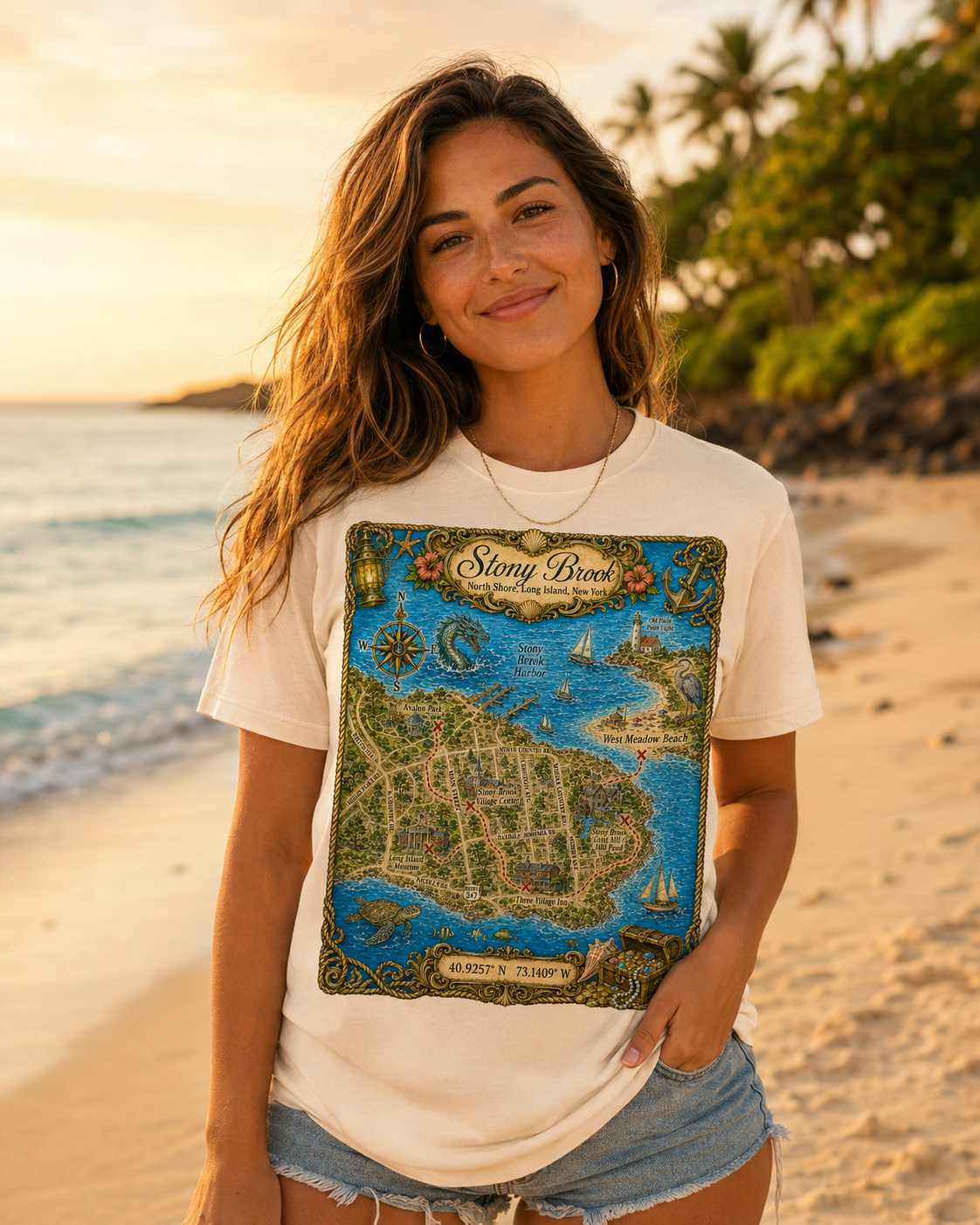 Treasure Map Tee - Stony Brook Vintage Nautical Map Shirt