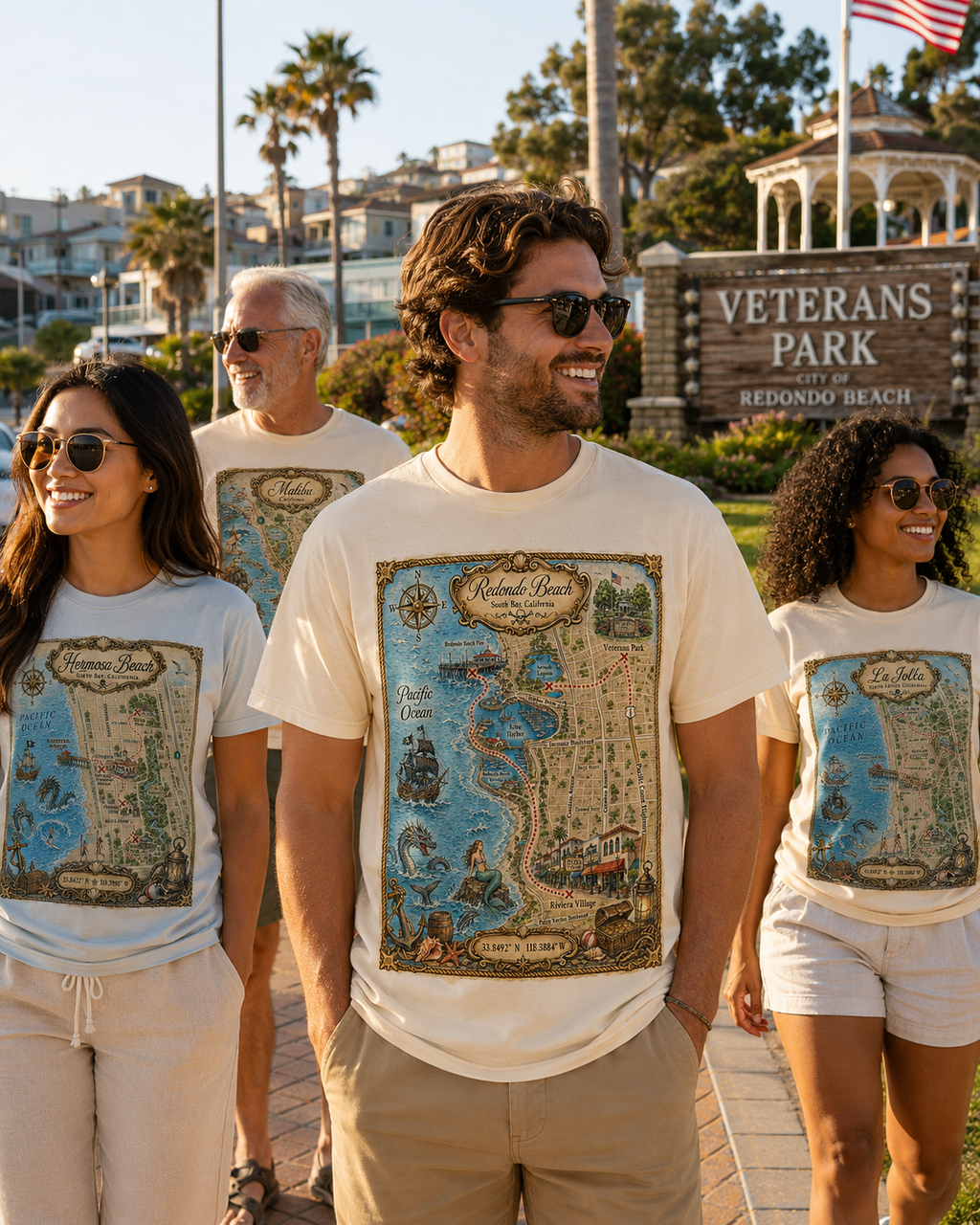 Treasure Map Tee - Redondo Beach Vintage Nautical Map Shirt