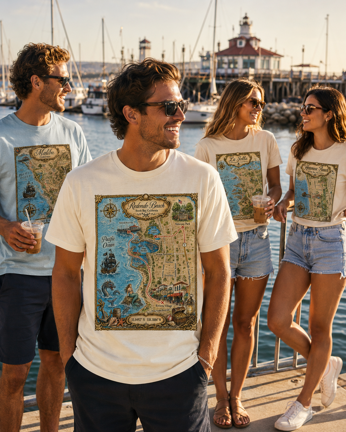 Treasure Map Tee - Redondo Beach Vintage Nautical Map Shirt