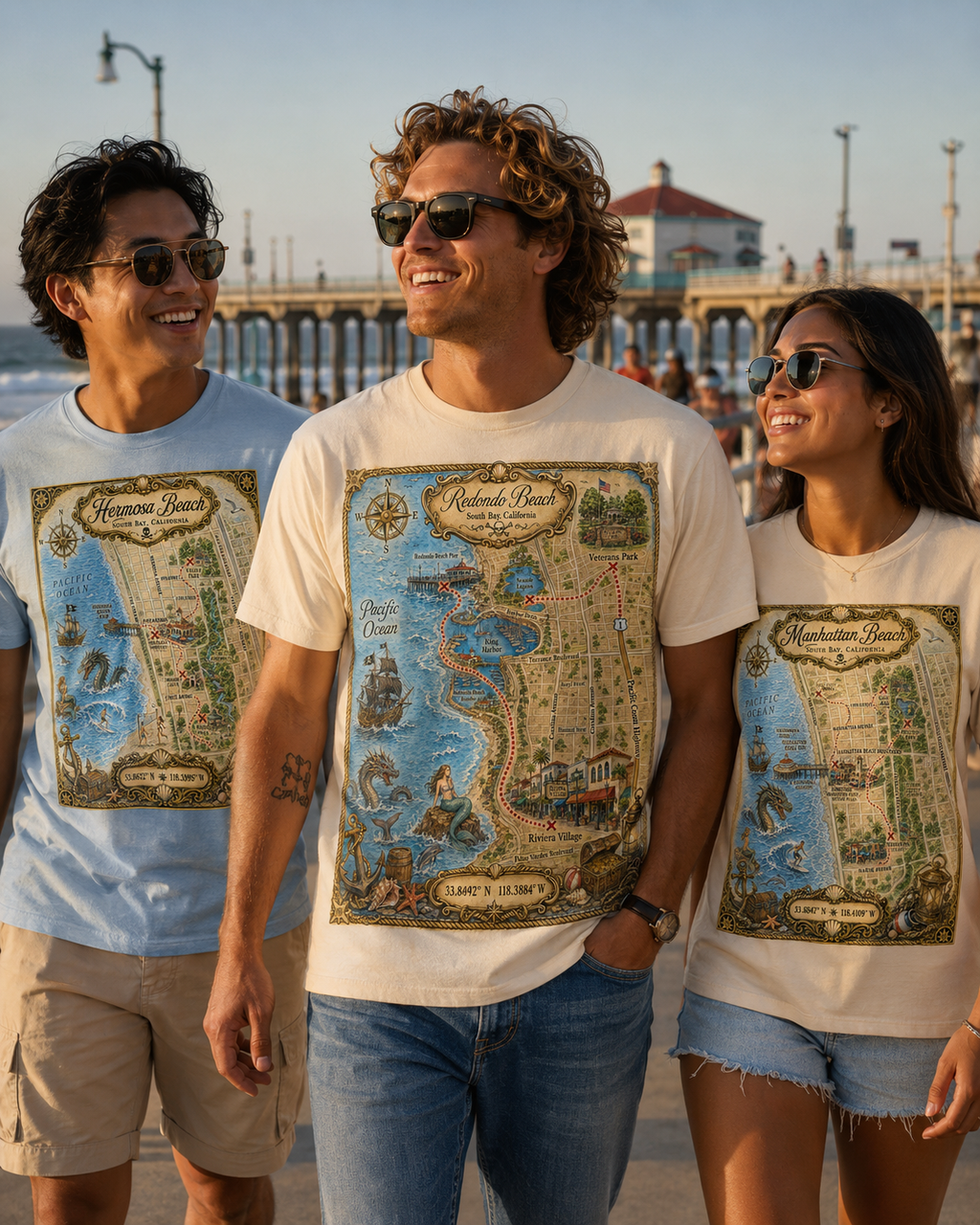 Treasure Map Tee - Redondo Beach Vintage Nautical Map Shirt