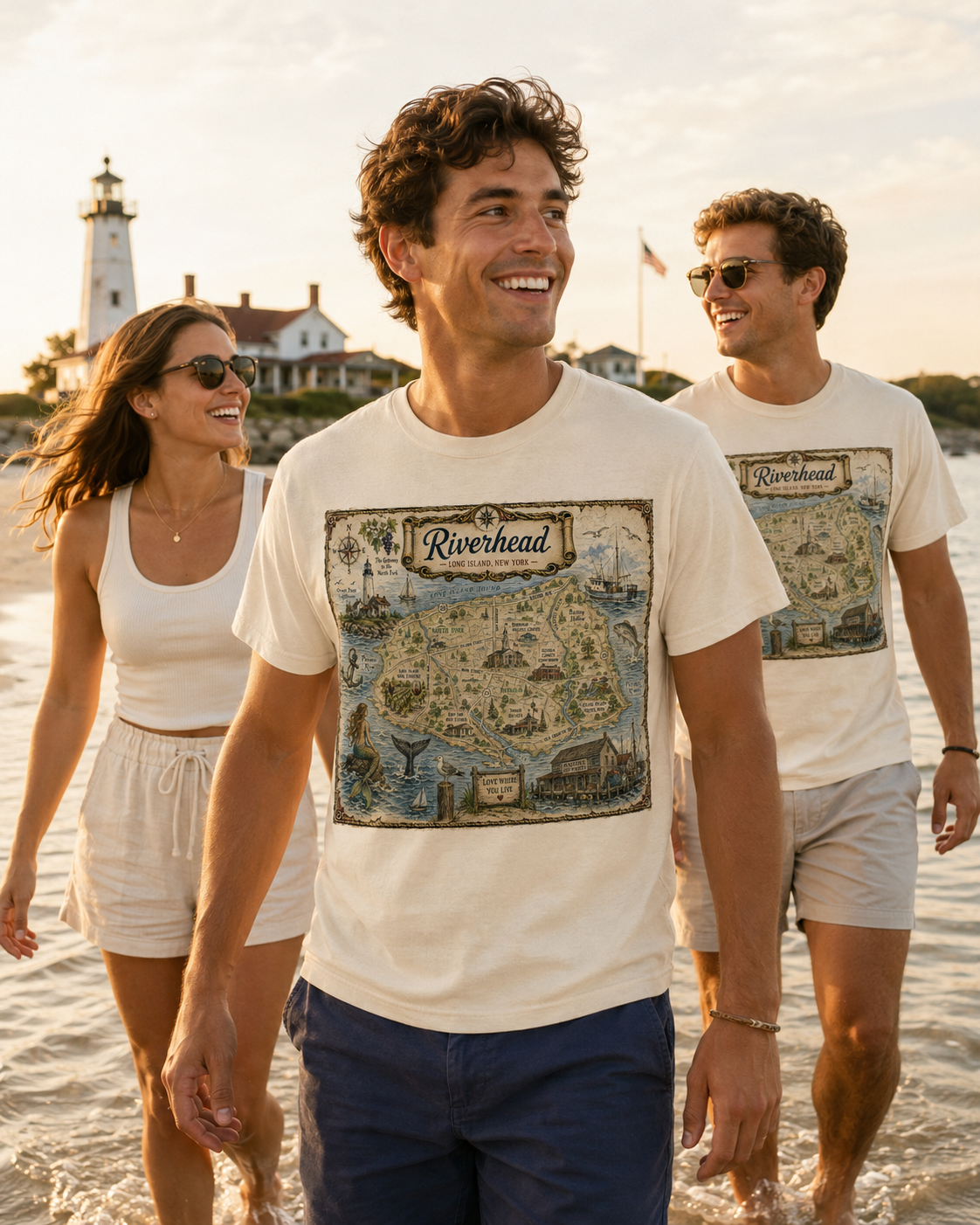 Treasure Map Tee - Riverhead, Long Island Vintage Nautical Map Shirt