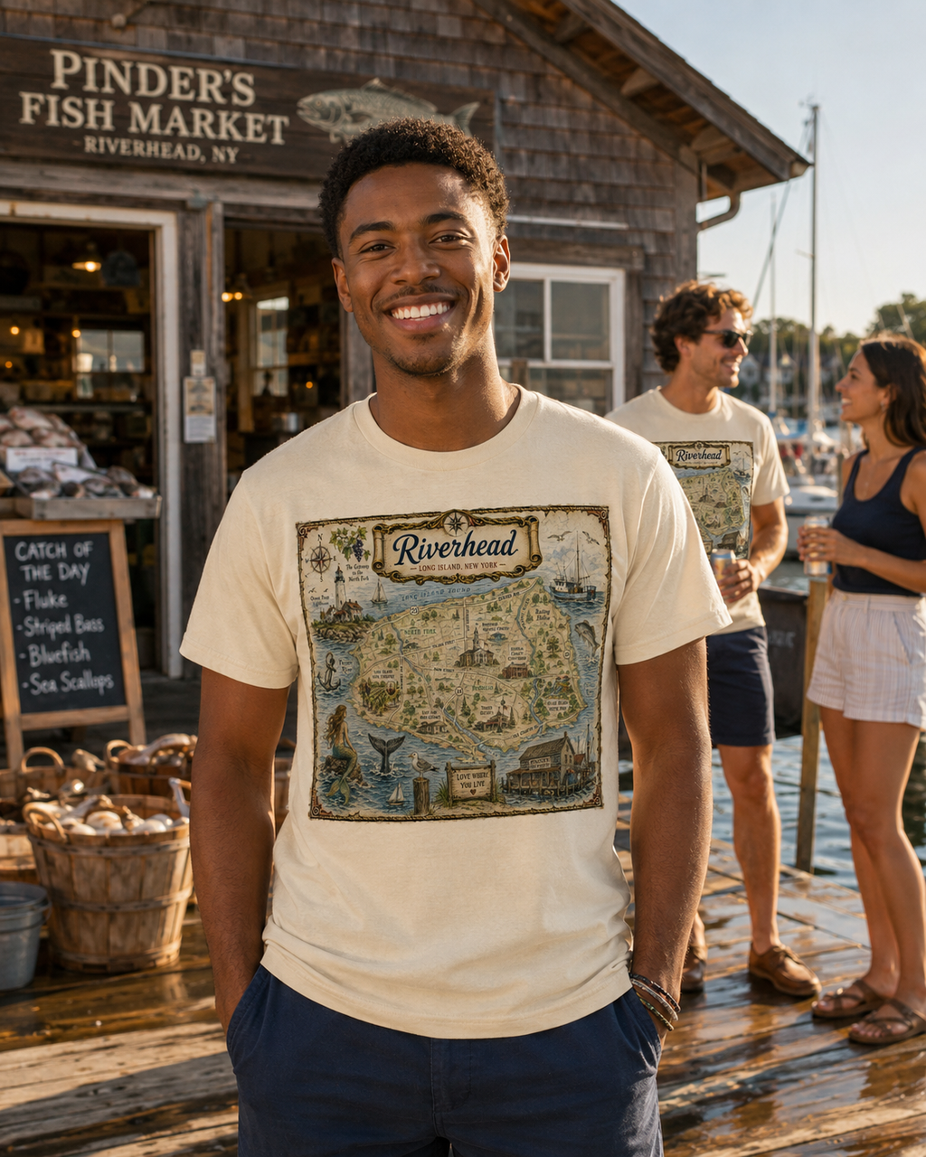 Treasure Map Tee - Riverhead, Long Island Vintage Nautical Map Shirt