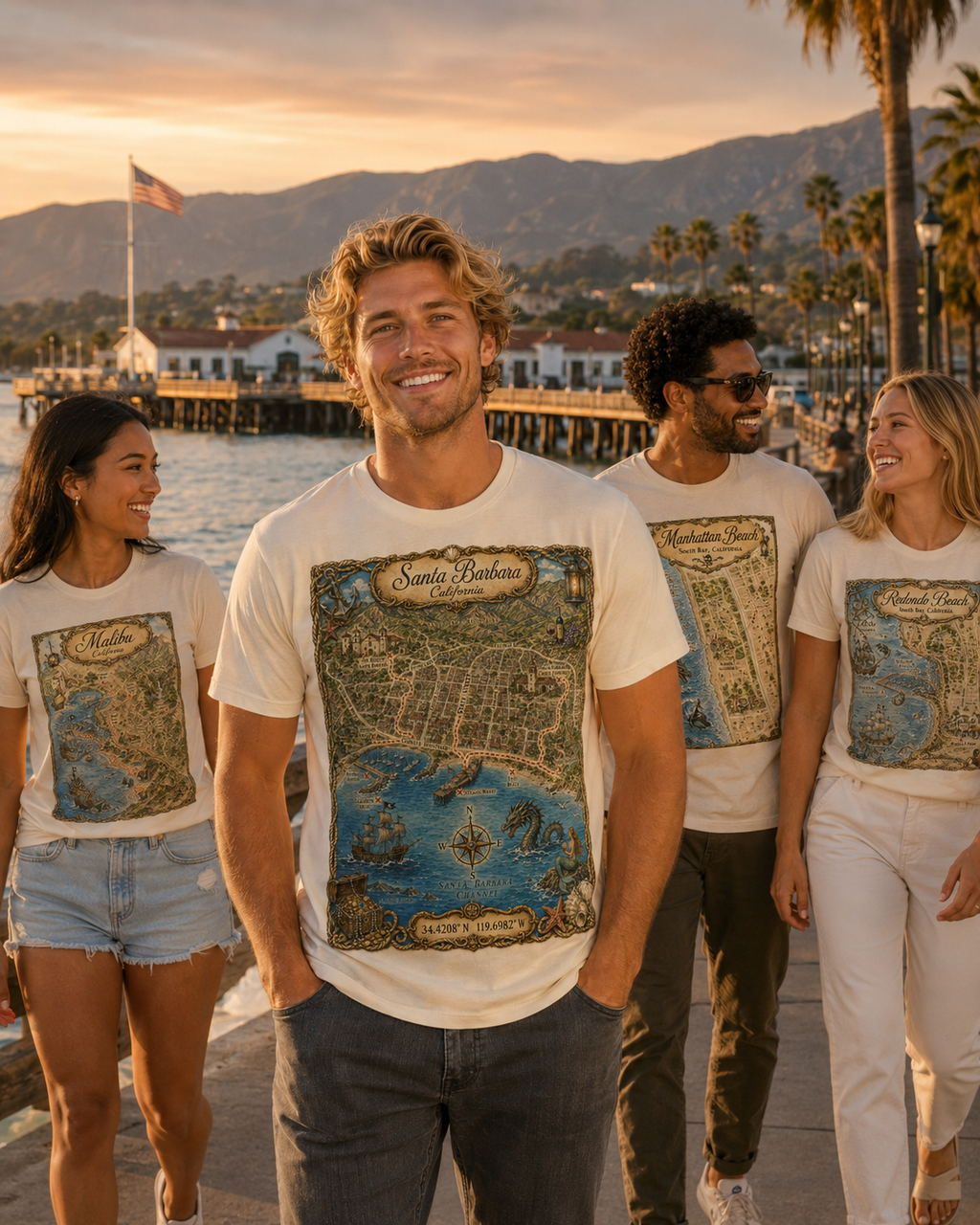 Treasure Map Tee - Santa Barbara Vintage Nautical Map Shirt
