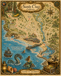 Treasure Map Tee - Santa Cruz Vintage Nautical Map Shirt