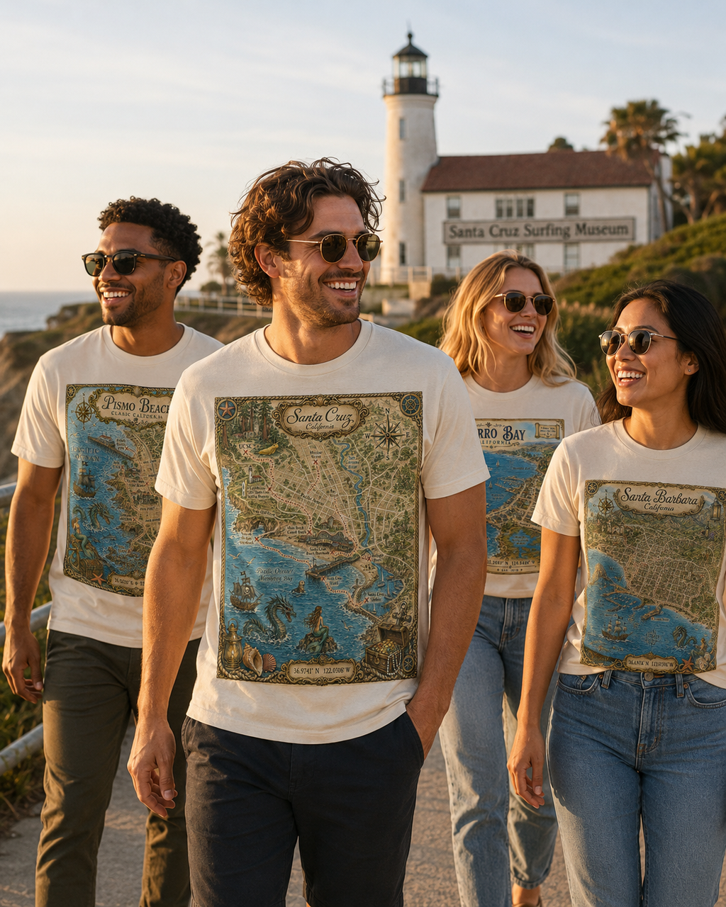 Treasure Map Tee - Santa Cruz Vintage Nautical Map Shirt