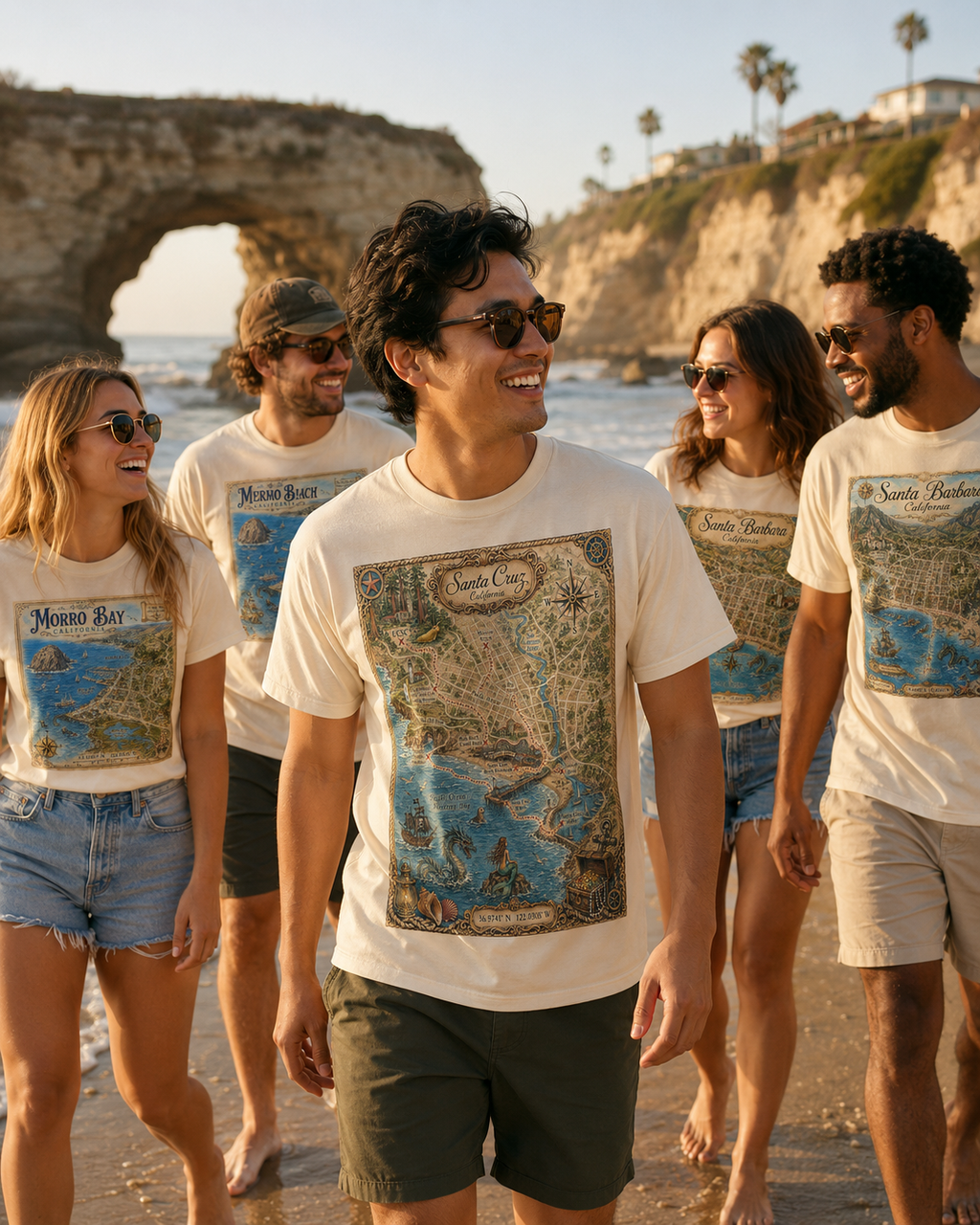 Treasure Map Tee - Santa Cruz Vintage Nautical Map Shirt