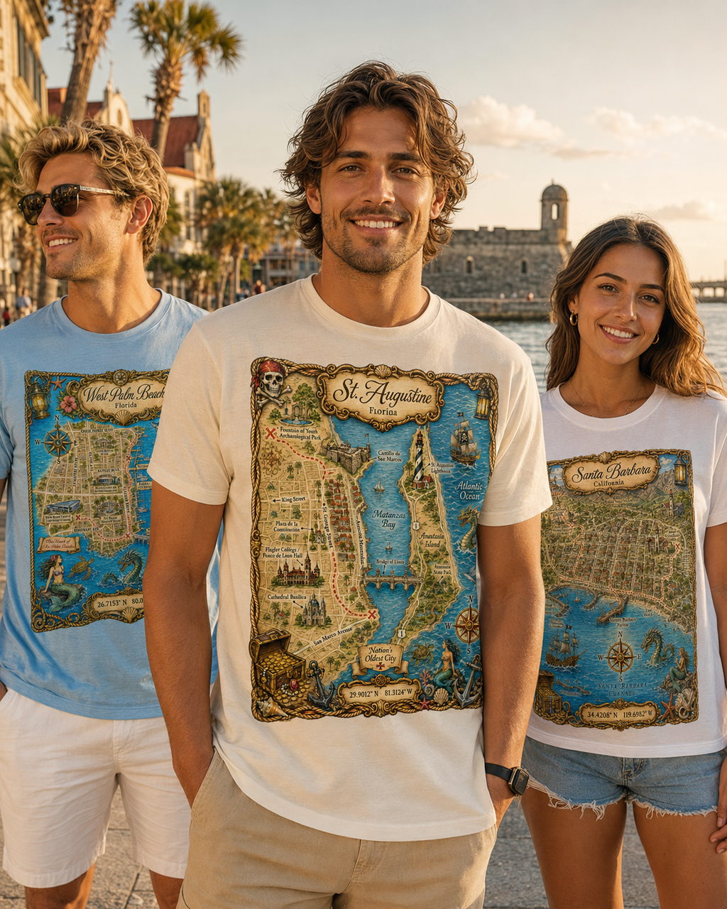 Treasure Map Tee - St Augustine Vintage Nautical Map Shirt