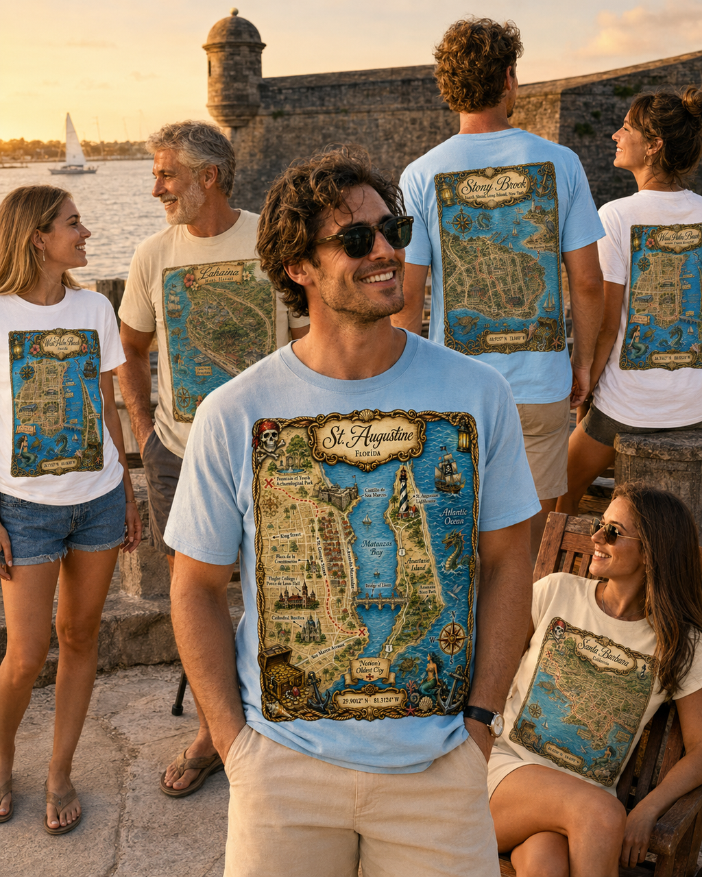 Treasure Map Tee - St Augustine Vintage Nautical Map Shirt