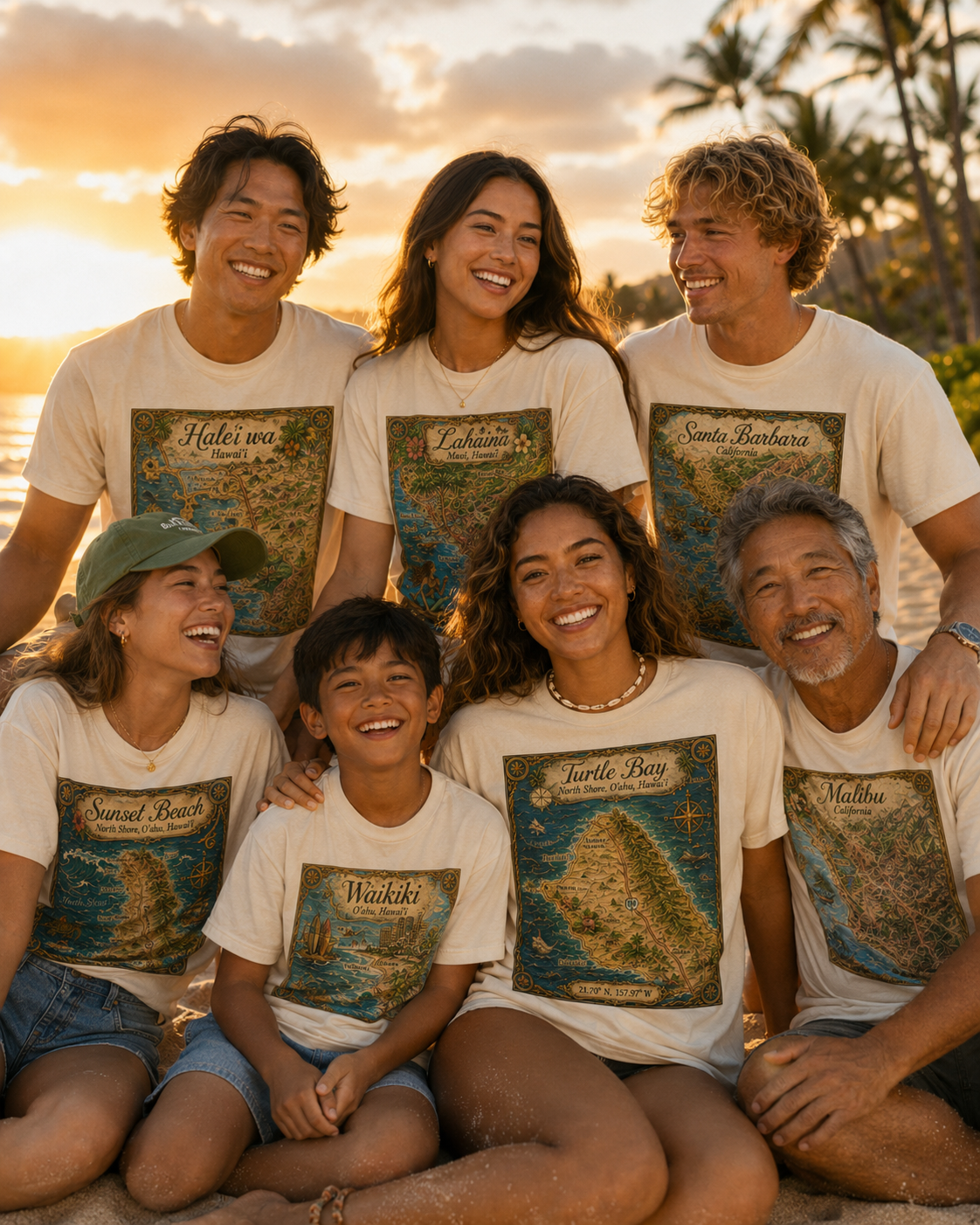 Treasure Map Tee -Turtle Bay North Shore Vintage Nautical Map Shirt