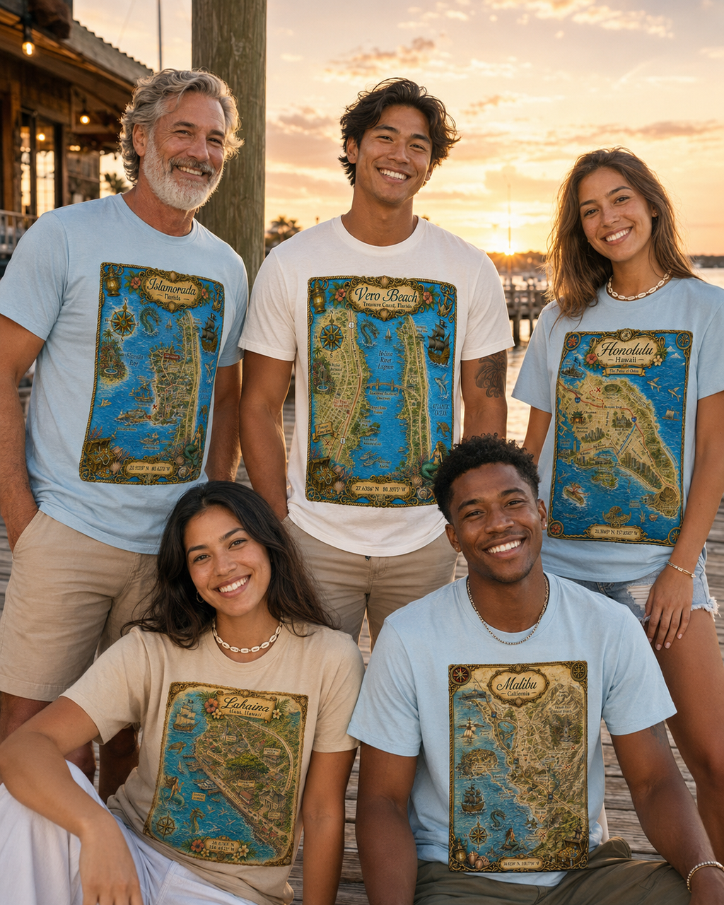Treasure Map Tee - Vero Beach Vintage Nautical Map Shirt