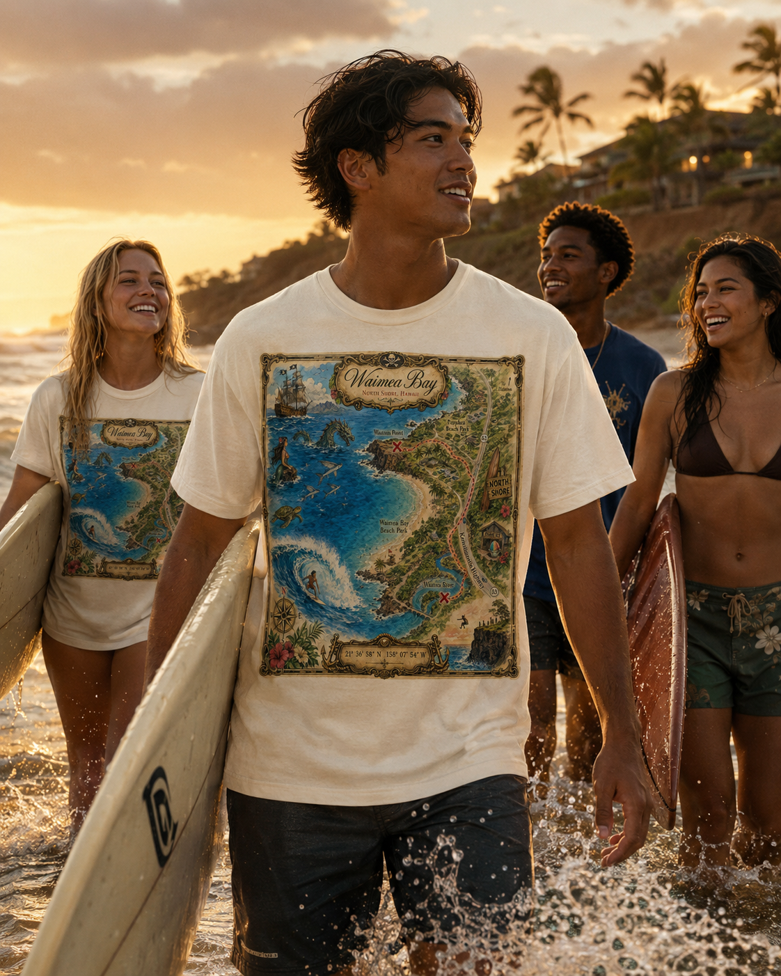 Treasure Map Tee - Waimea Bay Vintage Nautical Map Shirt