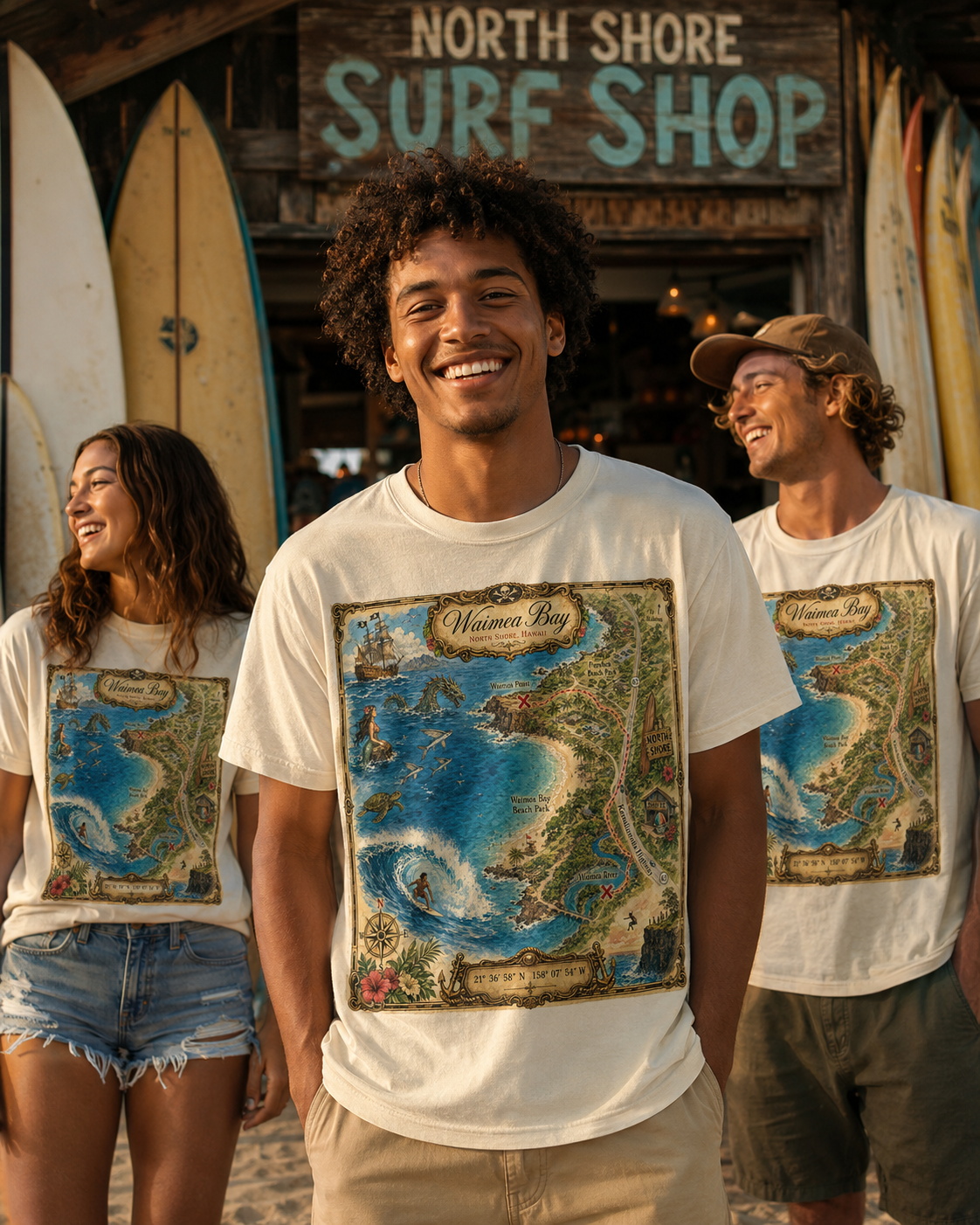 Treasure Map Tee - Waimea Bay Vintage Nautical Map Shirt