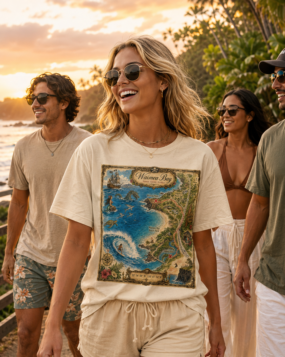 Treasure Map Tee - Waimea Bay Vintage Nautical Map Shirt