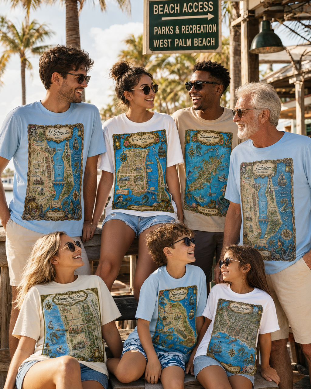 Treasure Map Tee - West Palm Beach Vintage Nautical Map Shirt